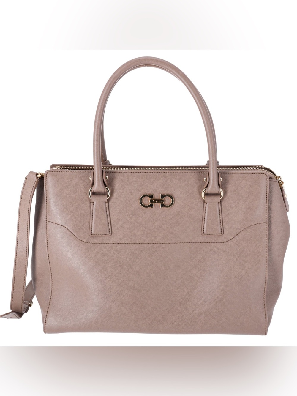Salvatore Ferragamo tote bag leather Beige Pre-loved
